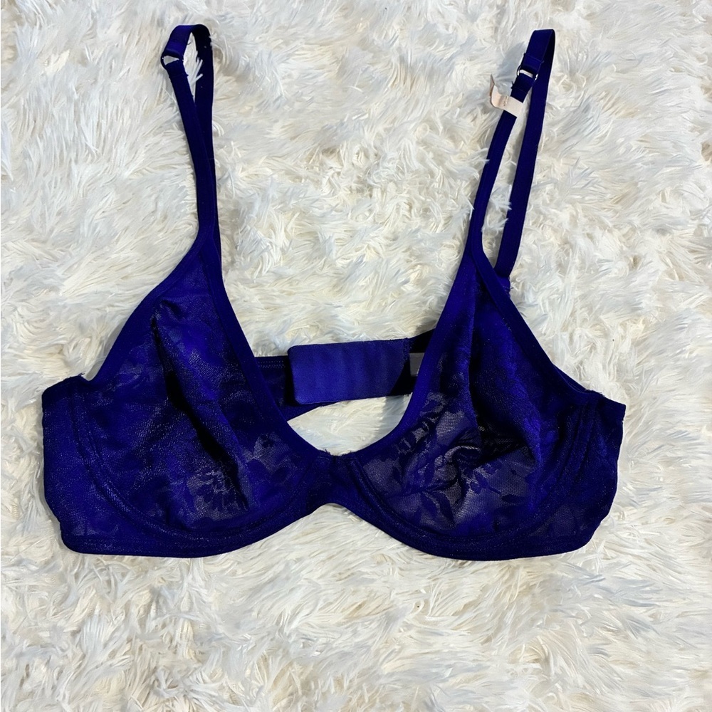 LOVE by Gap Royal Blue Sheer Lace Underwire Bra